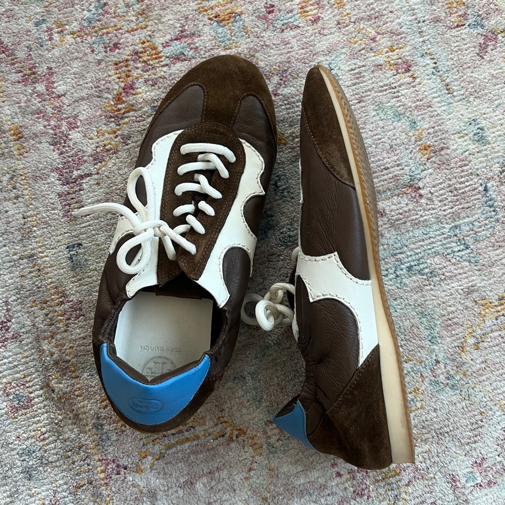 Tory Burch Flat Sneakers - Brown Leather & Suede US9